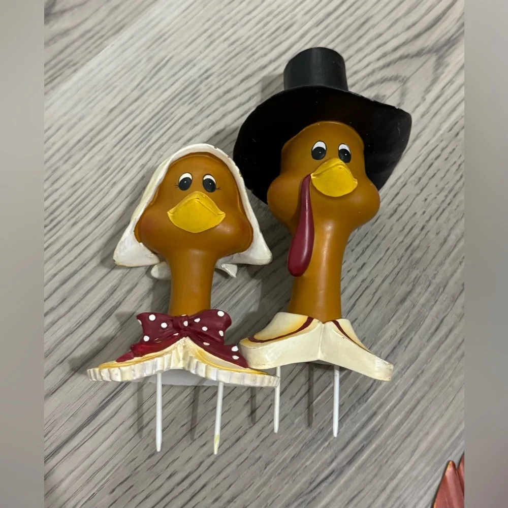 Vintage THANKSGIVING Pumpkin Dress Up Poke Kits Mr. and Mrs. Turkey - EUC